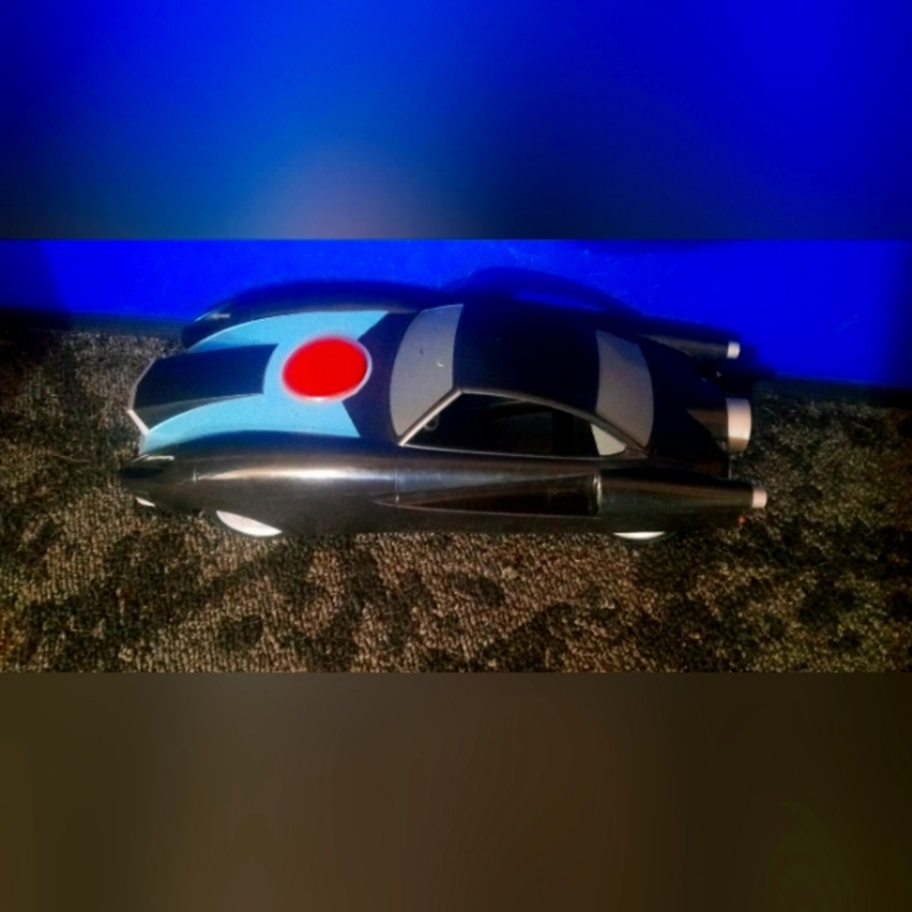 Pixar cartoon Black & Blue Retro Race Car Toy with Red Accent